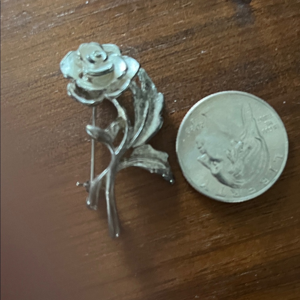 Silver Rose Brooch